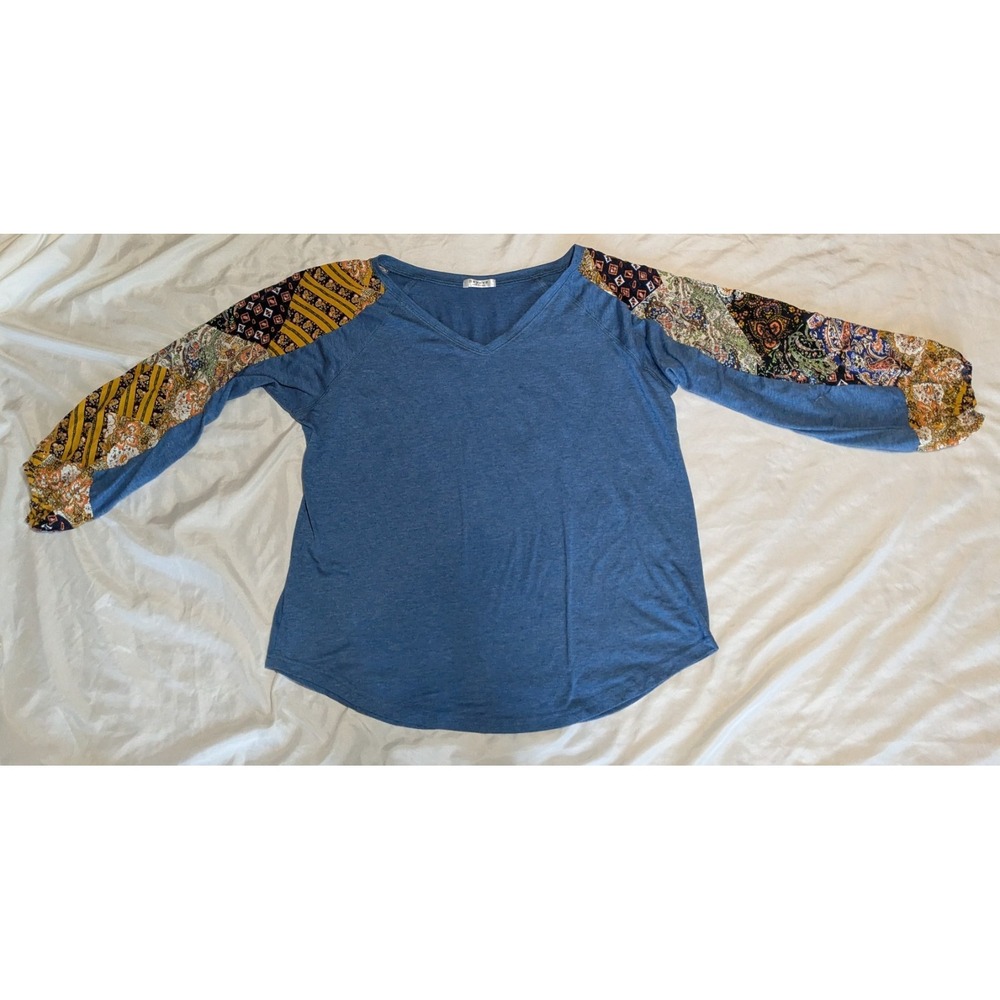 Beyove Women's Long Sleeve V-Neck Loose Shirt Size Large